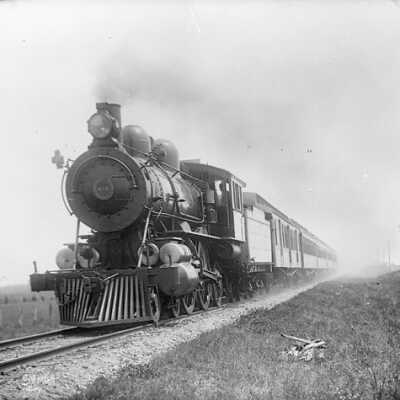 Photograph, Grand Trunk Railway Engine No. 618 and train.