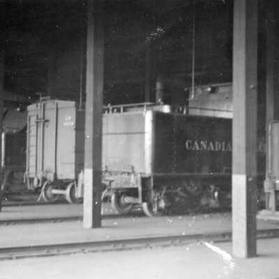 Photograph, Sudbury CPR Roundhouse, 1938-1939.