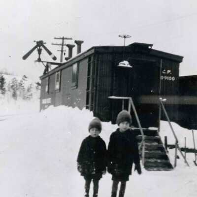 Photograph, Temporary CPR station at Worthington, following 1927 collapse, from Pearl Hales.