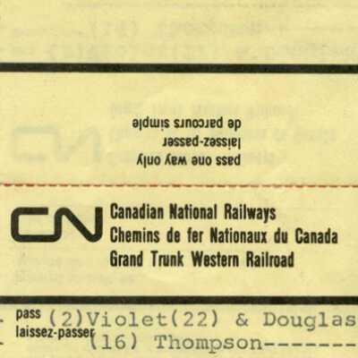 Document, Canadian National Railways Windsor-Capreol Pass, Violet and Douglas Thompson Dependant Child Pass, 1973-1975.