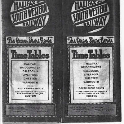 Halifax and Southwestern Railway Timetables
