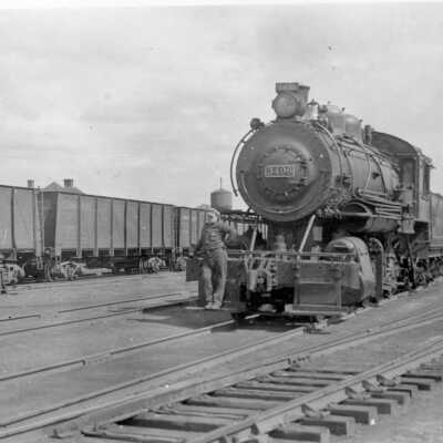 Photograph, CPR Train at Sudbury, Ontario, 1938-1939.