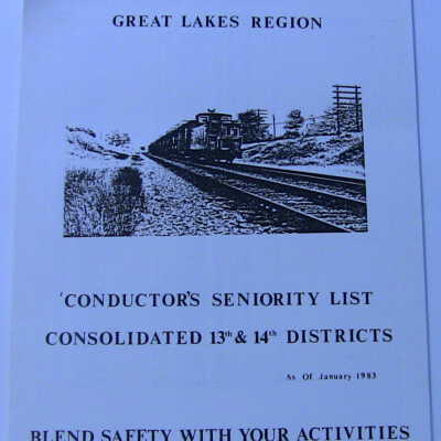 CN Rail Great Lakes Region Conductor's Seniority List, Consolidated 13th and 14th Districts, January 1983