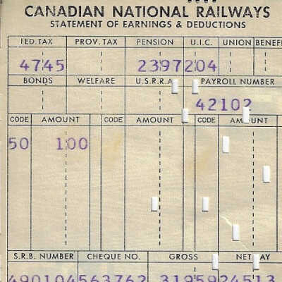 Canadian National: Statement of Earnings and Deductions, 1962
