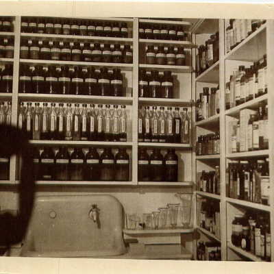 Photograph, Behind Counter, Lalonde's Pharmacy, Capreol, Ontario.