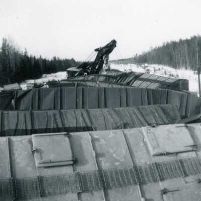 Photograph, Nakina Train Wreck, "404 and the Auxiliary", April 1965.