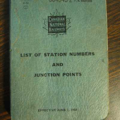Canadian National Railways List of Station Numbers and Junction Points, Effective June 1, 1958