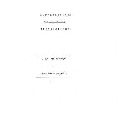 Document, CNR Series GR-30 Diesel United 4002-4011 Supplementary Operating Instructions.