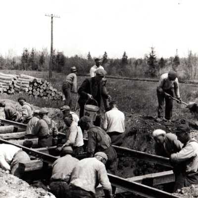 Photograph, CNR Employees, Railroad Tracks