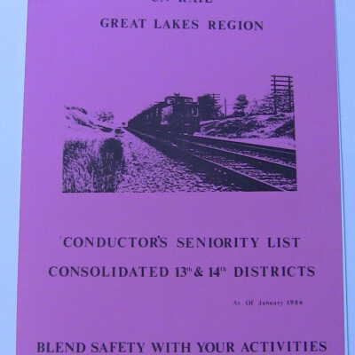 CN Rail Great Lakes Region Brakemen's Seniority List, Consolidated 13th & 14th Districts, January 1986