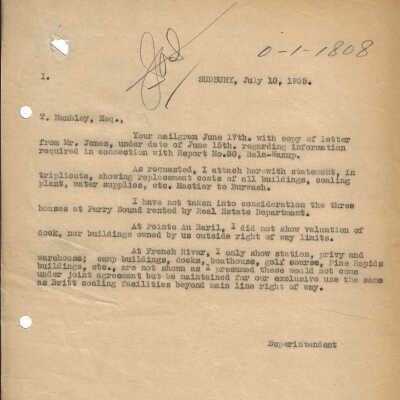 Letter Sent to T. Hambley, Esquire from the Superintendent
