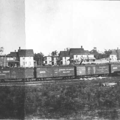 Photograph of a Canada Atlantic Train passing through Depot Harbour Ontario