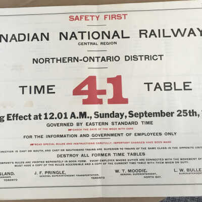 Canadian National Railways, Central Region, Northern Ontario District, Time table 41, 1932