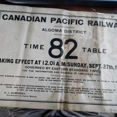 Canadian National Railway Algoma District Employee Timetable 82 (Effective 12:01am Sunday September 27th, 1936)
