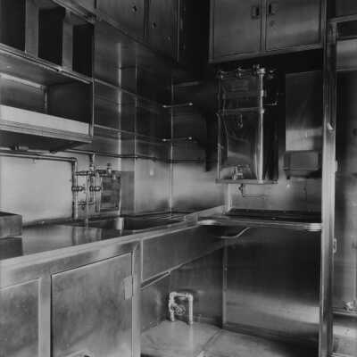 Photograph, Canadian National Railways (CNR) inside dining car.