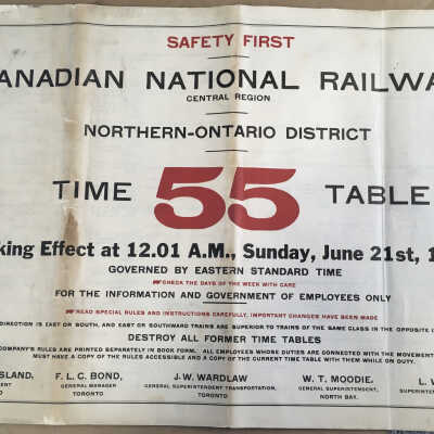Canadian National Railways, Central Region, Timetable 55, 1936