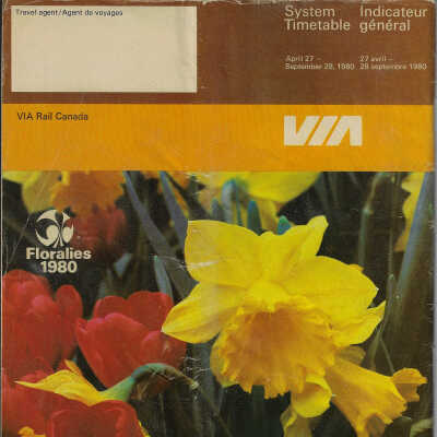 VIA System Timetable, April 27- September 28, 1980