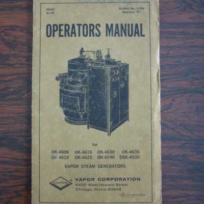 Vapor Steam Generators Operator's Manual
