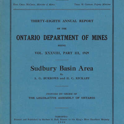 Ontario Department of Mines Vol 38 (2): Sudbury Basin Area