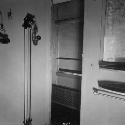 Photograph, Gymnastic equipment in Canadian National Railways car.