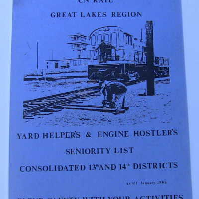 CN Rail Great Lakes Region Yard Helper's & Engine Hostler's Seniority List, Consolidated 13th & 14th Districts, January 1986