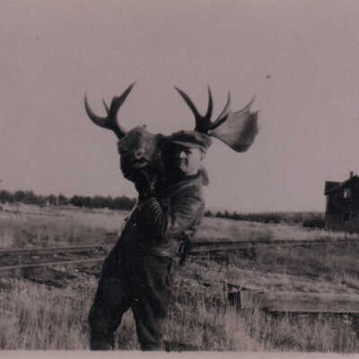 Photograph- Hunter with Moose Head in Sellwood