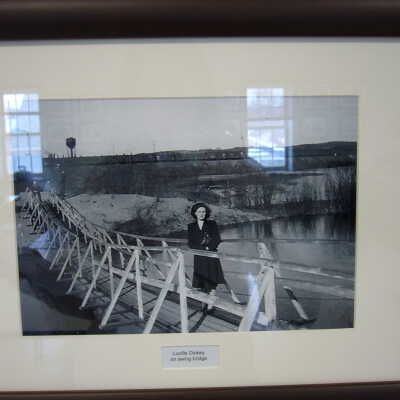 Photograph - Lucille Dickey on swing bridge