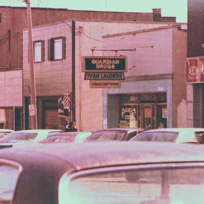 Photograph, King Koin, Guardian Drugs, Dominion Hardware, Capreol, Ontario.