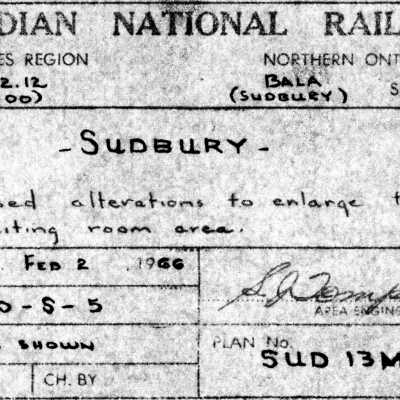 Canadian National: Plan Showing the Proposed Alterations to Enlarge the Waiting Room Area at the Sudbury Station