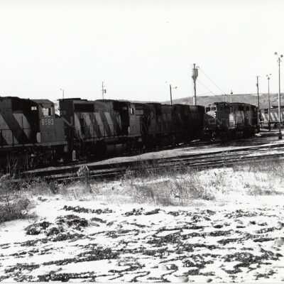 Photograph - CN locomotives in unidentified railyard