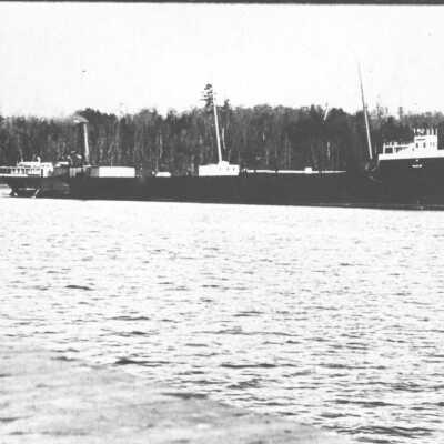 Photograph of a Freight Steam Ship in Depot Harbour at the Freight Shed Dock
