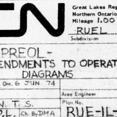Canadian National: Amendments to Operating Diagrams, Capreol, June 6, 1974