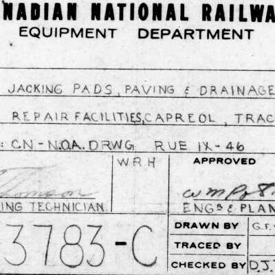 Canadian National Equipment Department: Jacking Pads, Paving and Drainage for the Car Repair Facilities at Capreol, Track #13