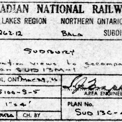 Canadian National: Plan Showing the Elevation Views to Accompany Plan Spurs 13M at Sudbury