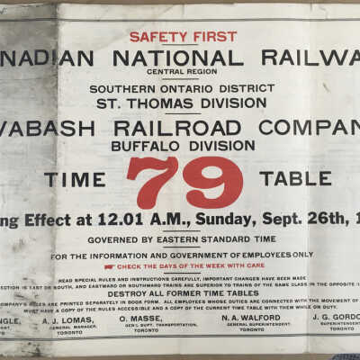 Canadian National Railways, Central Region, Southern Ontario District, St. Thomas Division, Wabash Railroad Company, Buffalo Division, Timetable 79, 1948