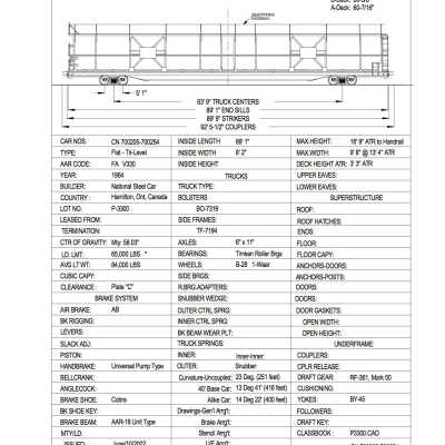 Document, Rolling Stock Plan, Canadian National Railway, CN700205-700254.