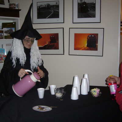 Photograph, NORMHC, Fran Michelutti, Serving Hot Chocolate, Terror Train, 2011.