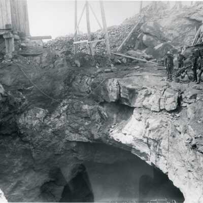 Photograph, Big Pit, Evans Mine, Copper Cliff, Sudbury District, Ontario, from the Geological Survey of Canada Collection in the Public Archives of Canada.