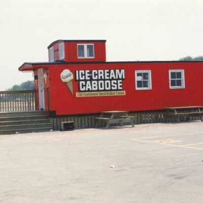 Photograph, Ice Cream Caboose, Former CN 78461 Caboose. Waterloo, Stockyard Farmer's Market, May 19th 1989.