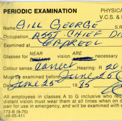 Canadian National Periodic Examination Record: George Gill
