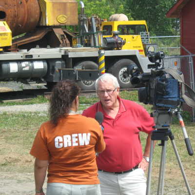 Photograph, NORMHC, Director Stu Thomas, Interview, Hot Metal Car Arrival, 2011.