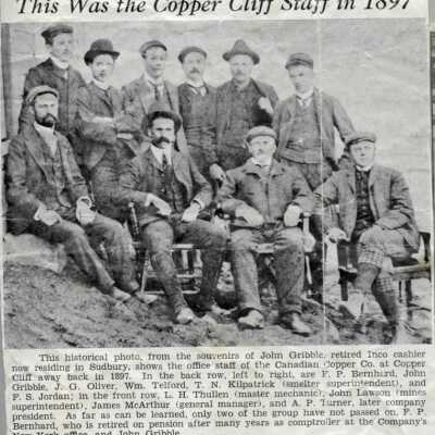 Document, This Was the Copper Cliff Staff in 1897.