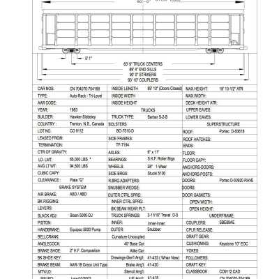 Document, Rolling Stock Plan, Canadian National Railway, CN704070-704169.