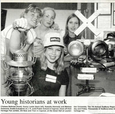 "Young Historians at work" in The Sudbury Star