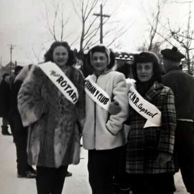 Photograph, Sudbury Winter Carnival 1947, Miss Rotary Club, Miss Serbian Y Club, Miss C.N.R. Capreol