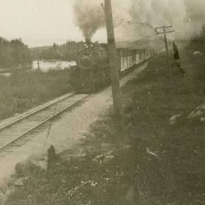 CP Train Passing through Siitonen Property at Bala Mile 243.22, July 30, 1925