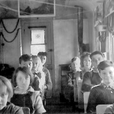 Photograph - Students in the McKay CN school car