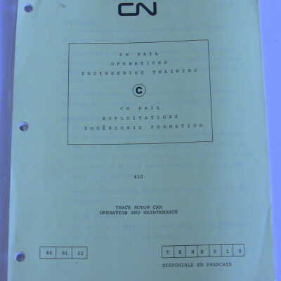 CN Rail Operations Engineering Training #10, Track Motor Car Operation and Maintenance