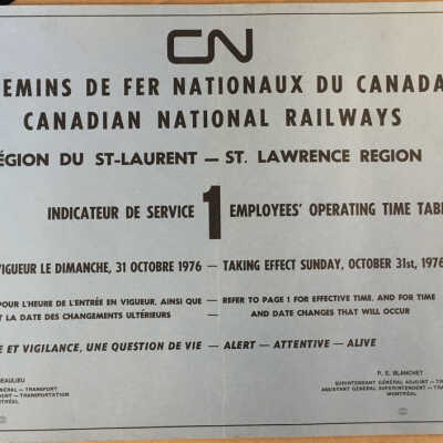 Canadian National Railways, St. Lawrence Region, Employees' Operating Time Table, 1, 1976