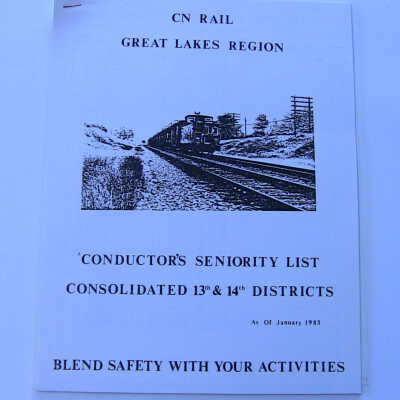 CN Rail Great Lakes Region Conductor's Seniority List, Consolidated 13th & 14th Districts, January 1983